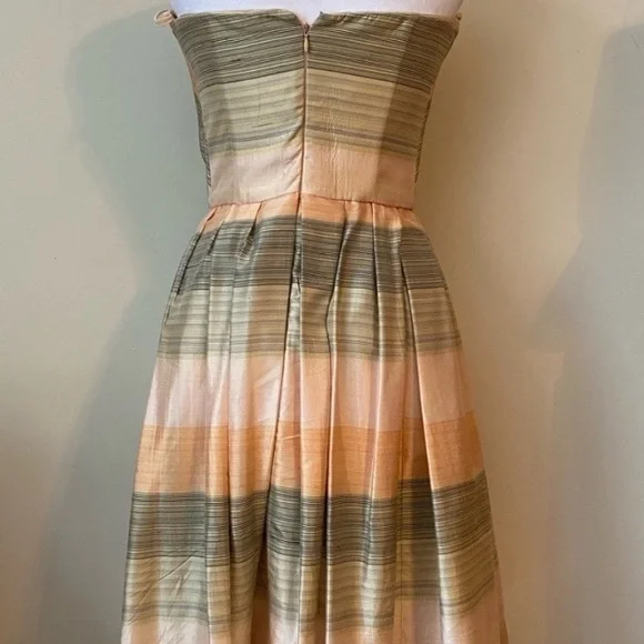 Armani Collezioni Silk Taffeta Strapless Cocktail Dress Peach Tan Size 4 - Picture 5 of 12